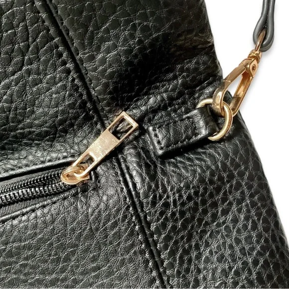 Black Leather Gunmetal Rivets Clutch Crossbody Bag NWOT - Picture 6 of 14